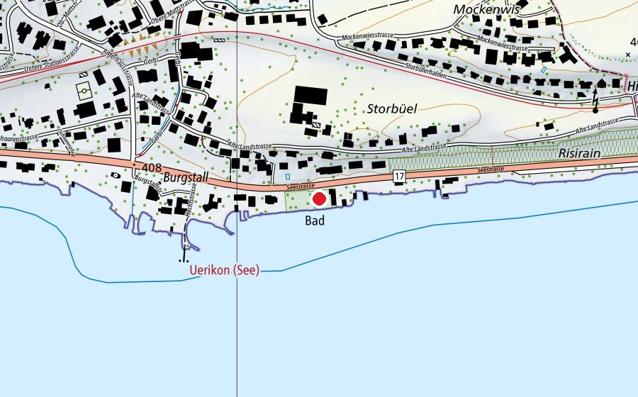 Mappa con la posizione di Strandbad Uerikon (Centro sportivo)