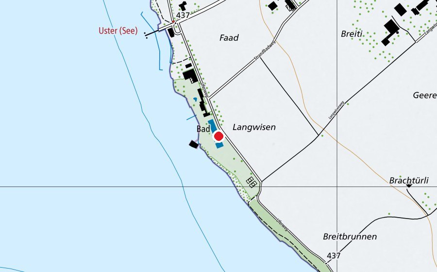Mappa con la posizione di Strandbad Uster (Centro sportivo)