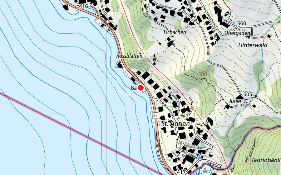 Mappa con la posizione di Strandbad Walchwil (Centro sportivo)