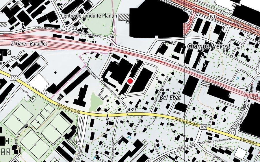 Carte indiquant l’emplacement de Structure Pan d'Escalade (Centre sportif)