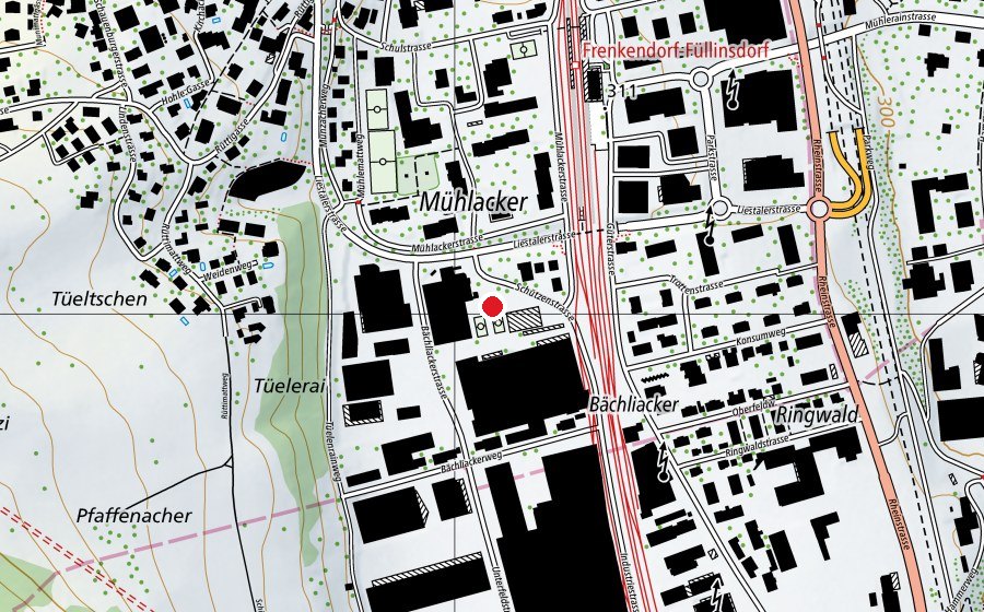 Mappa con la posizione di Swiss Mega Park (Centro sportivo)