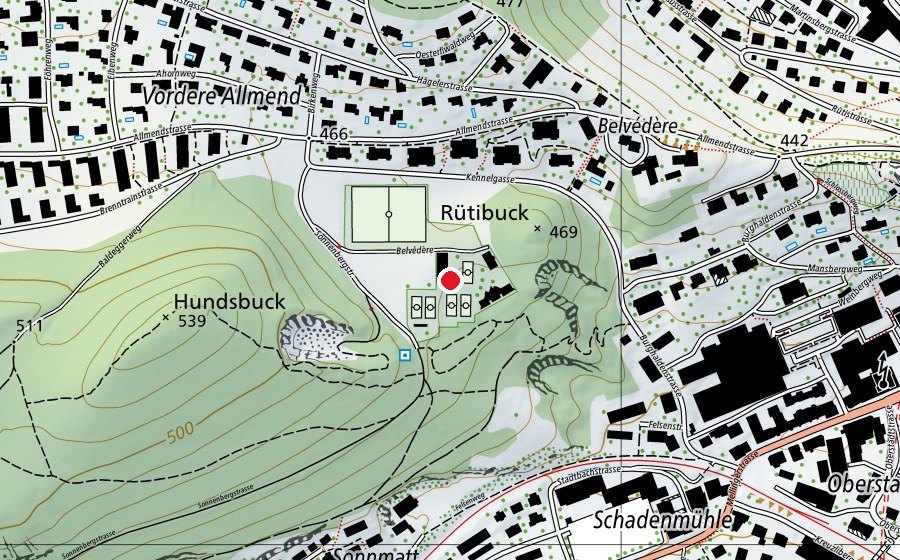 Carte indiquant l’emplacement de Tennis Baldegg (Centre sportif)