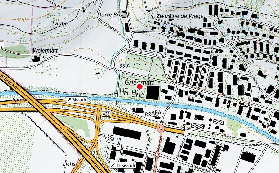 Mappa con la posizione di Tennis-Center Ergolz (Centro sportivo)