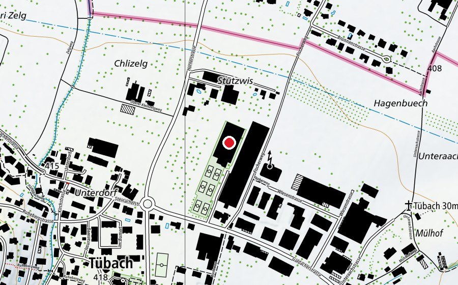 Mappa con la posizione di Tennis-Center Tübach (Centro sportivo)