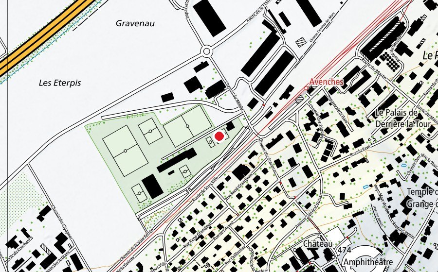 Carte indiquant l’emplacement de Tennis Club Avenches (Centre sportif)