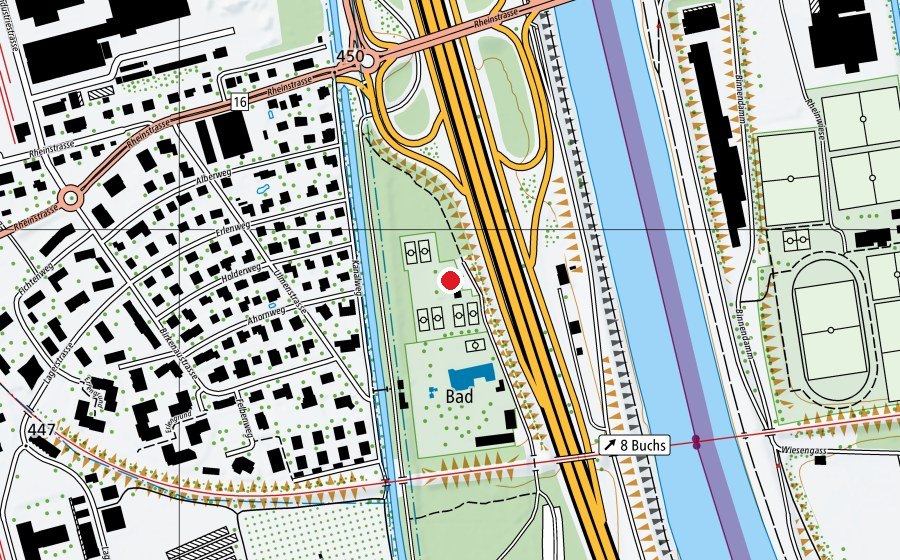 Mappa con la posizione di Tennis Club Buchs (Centro sportivo)