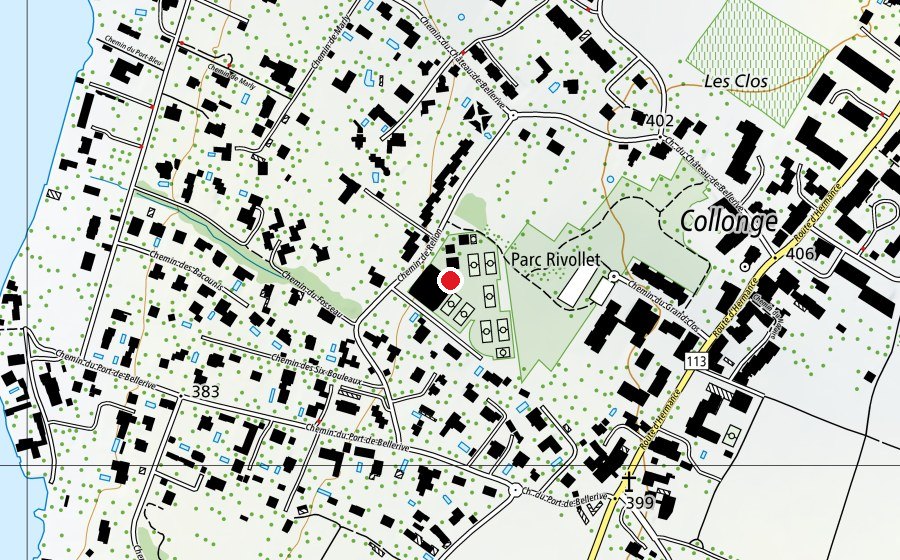 Carte indiquant l’emplacement de Tennis-Club (Centre sportif)