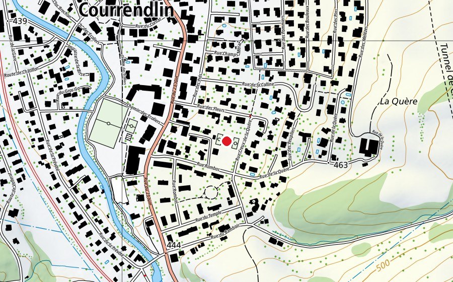 Mappa con la posizione di Tennis Club Courrendlin (Centro sportivo)