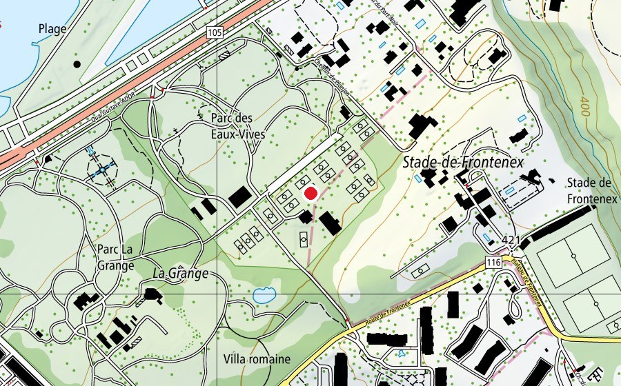 Mappa con la posizione di Tennis Club des Eaux-Vives (Centro sportivo)