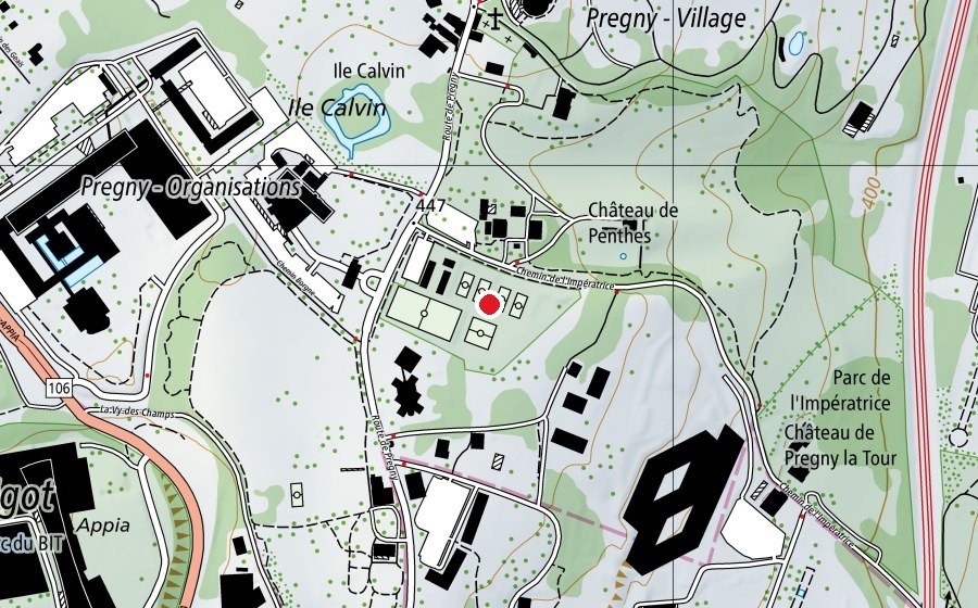 Carte indiquant l’emplacement de Tennis Club International (Centre sportif)