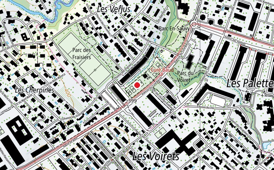 Map showing the location of Tennis-Club Lancy (Sports centre)