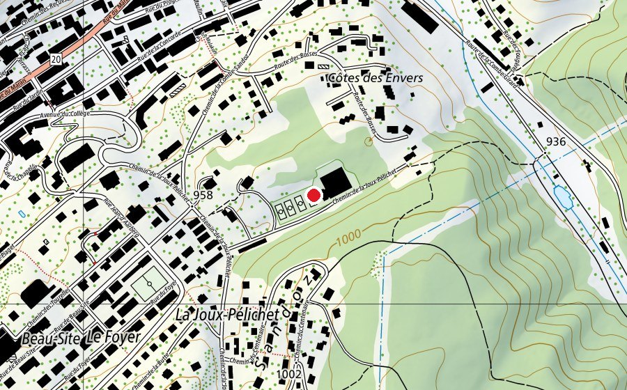 Carte indiquant l’emplacement de Tennis-Club Le Locle (Centre sportif)