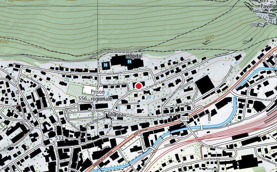 Carte indiquant l’emplacement de Tennis-Club (Centre sportif)