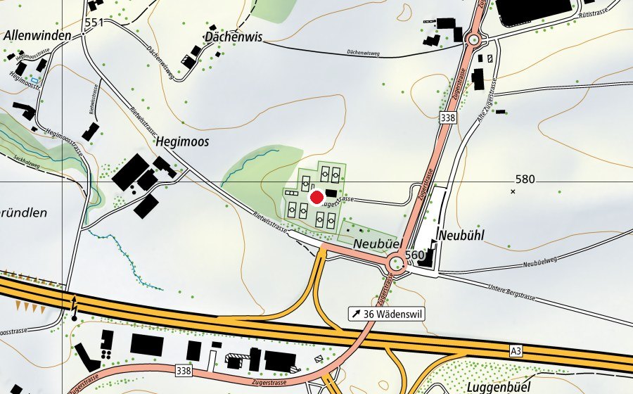 Karte mit dem Standort von Tennis Club Neubühl (Sportanlage)