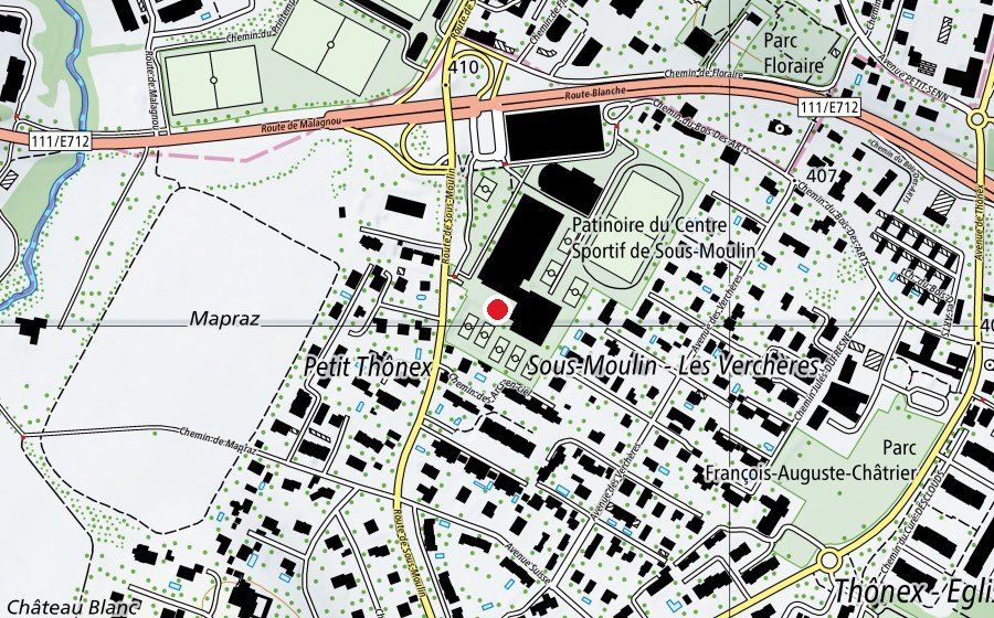 Map showing the location of Tennis Club Trois-Chêne (Sports centre)