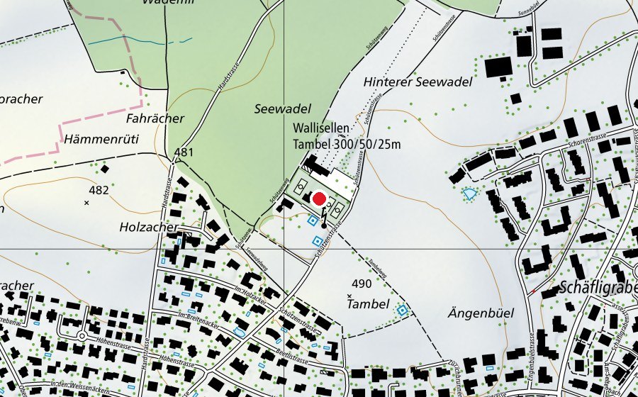 Map showing the location of Tennis Club Wallisellen (Sports centre)