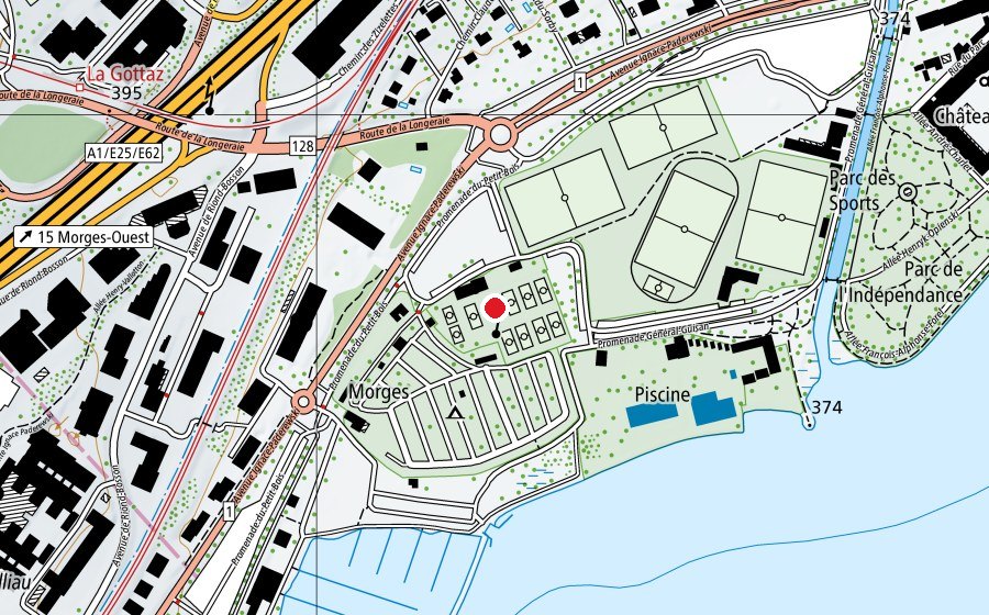 Carte indiquant l’emplacement de Tennis de Morges (Centre sportif)