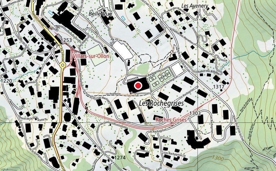 Map showing the location of Tennis de Villars (Sports centre)