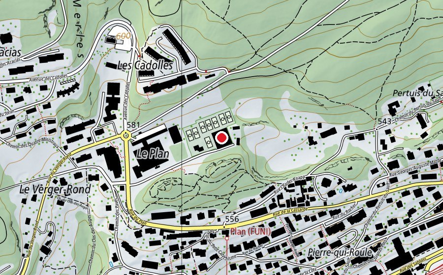 Carte indiquant l’emplacement de Tennis des Cadolles (Centre sportif)