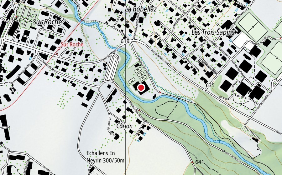 Mappa con la posizione di Tennis Echallens (Centro sportivo)