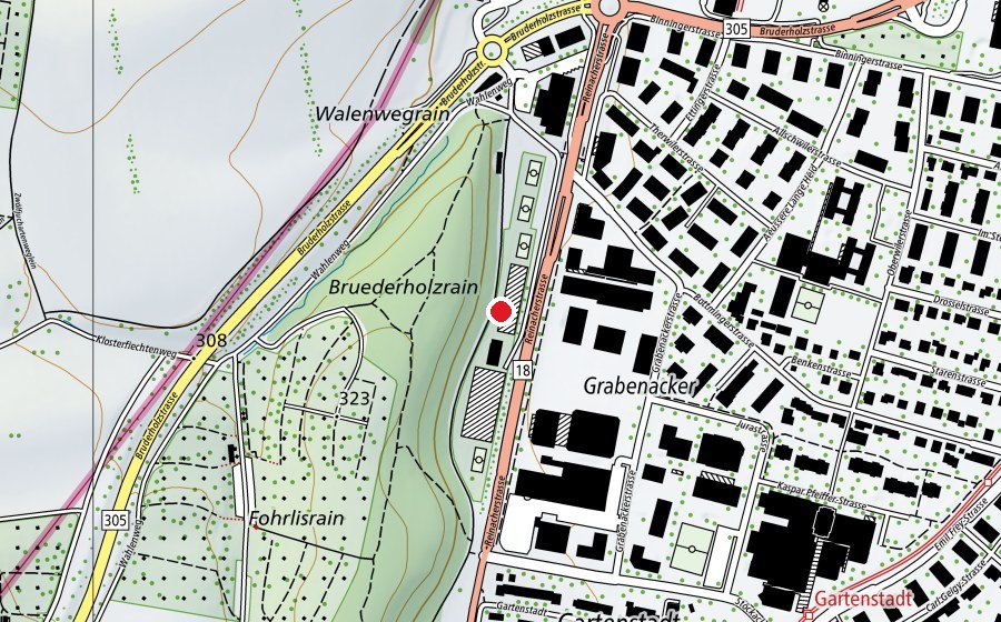 Mappa con la posizione di Tennis-Golf-Center Münchenstein (Centro sportivo)