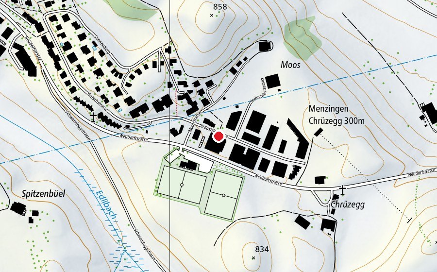 Carte indiquant l’emplacement de Tennis Menzingen (Centre sportif)
