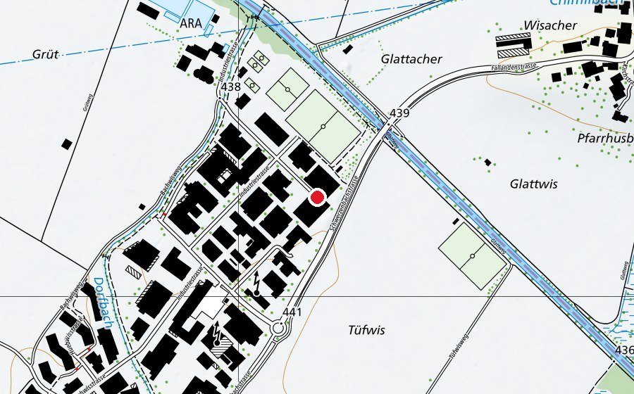 Mappa con la posizione di Tennis und Squash Fällanden (Centro sportivo)