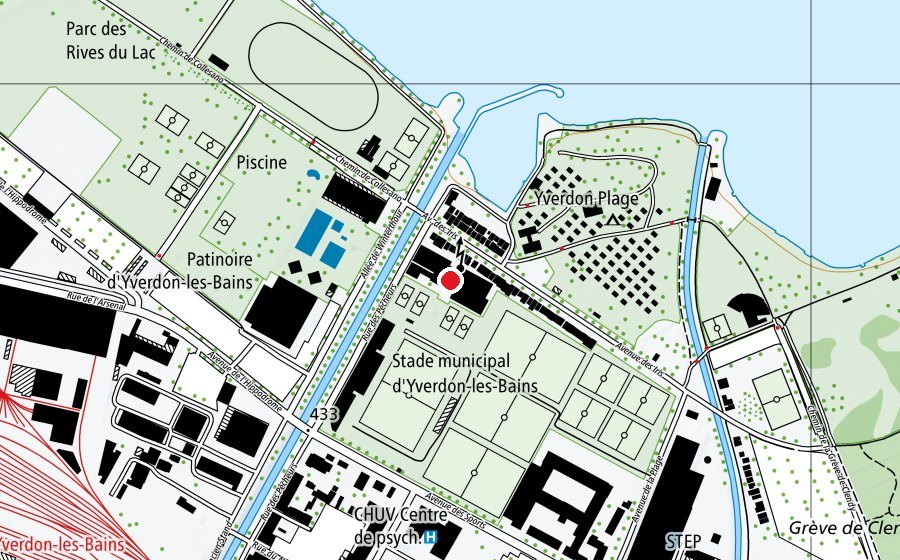 Map showing the location of Tennis Yverdon (Sports centre)