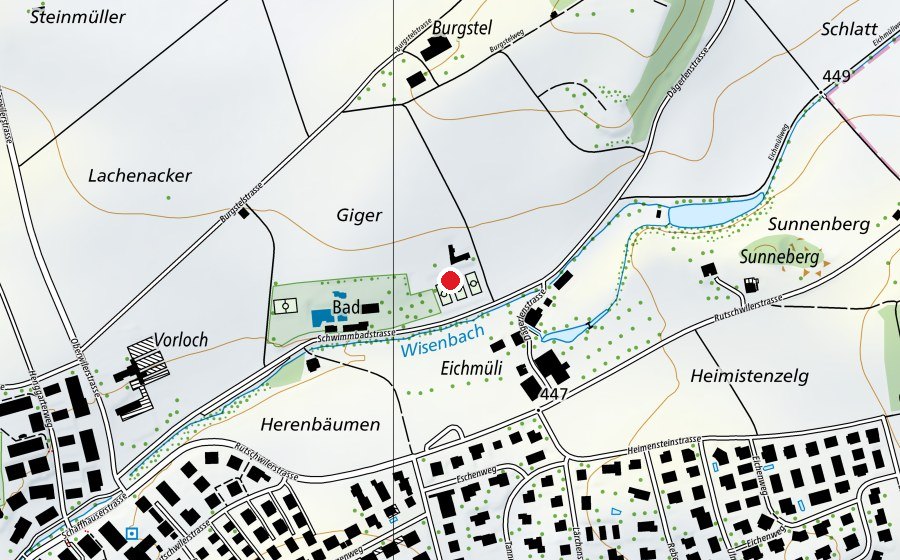 Karte mit dem Standort von Tennisanlage Eichmühle (Sportanlage)