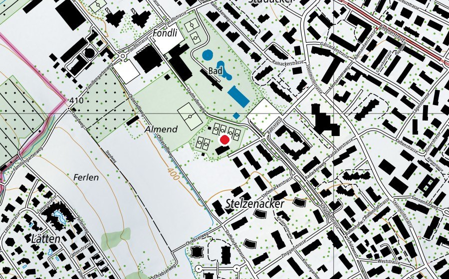 Karte mit dem Standort von Tennisanlage Fondli (Sportanlage)