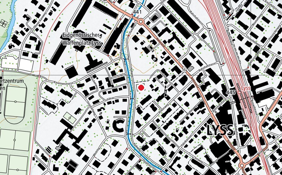 Map showing the location of Tennisanlage Grünau (Sports centre)