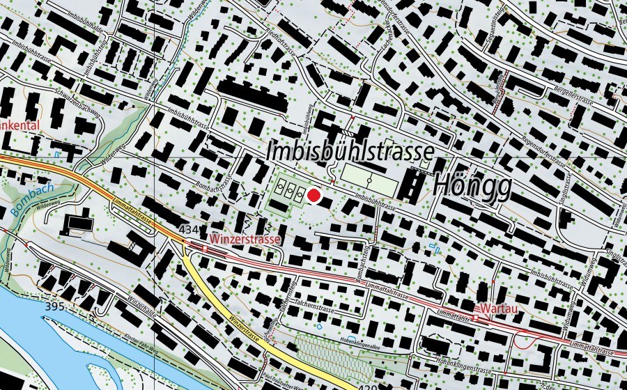 Mappa con la posizione di Tennisanlage Lachenzelg TC Höngg (Centro sportivo)
