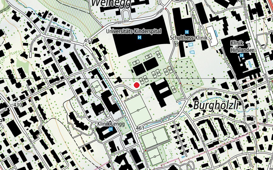Map showing the location of Tennisanlage Lengg (Sports centre)