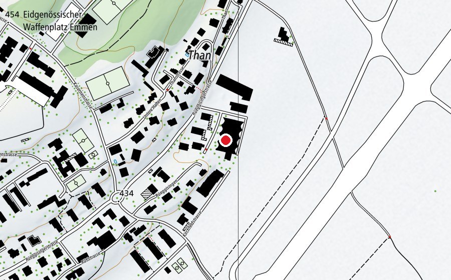 Carte indiquant l’emplacement de Tenniscenter (Centre sportif)