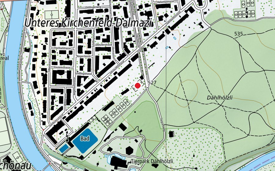 Karte mit dem Standort von Tennisclub Bellevue Bern (Sportanlage)