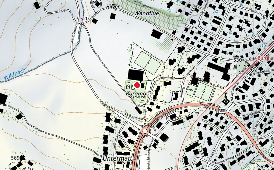 Mappa con la posizione di Tennisclub Burgmoos Richterswil (Centro sportivo)