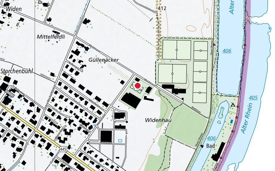 Map showing the location of Tennisclub Diepoldsau-Schmitter (Sports centre)