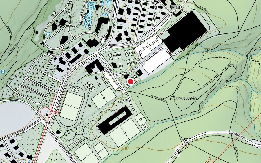 Carte indiquant l’emplacement de Tennisclub Fluntern (Centre sportif)