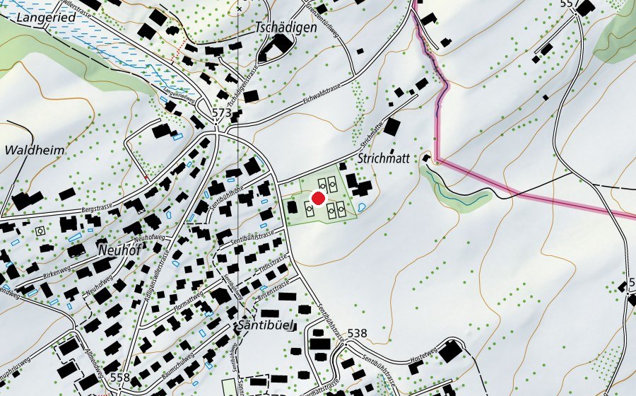 Map showing the location of Tennisclub Meggen (Sports centre)