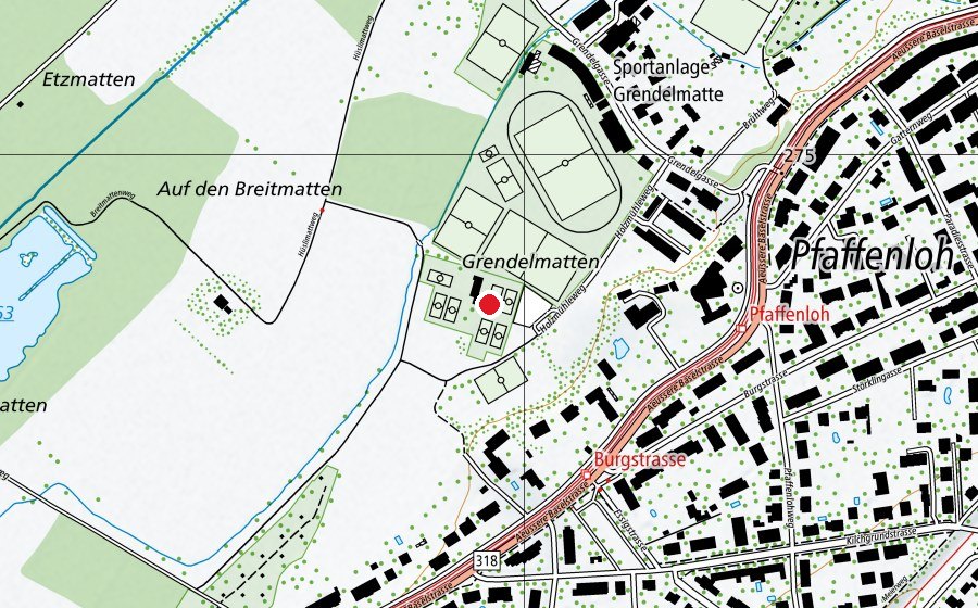 Carte indiquant l’emplacement de Tennisclub Riehen (Centre sportif)