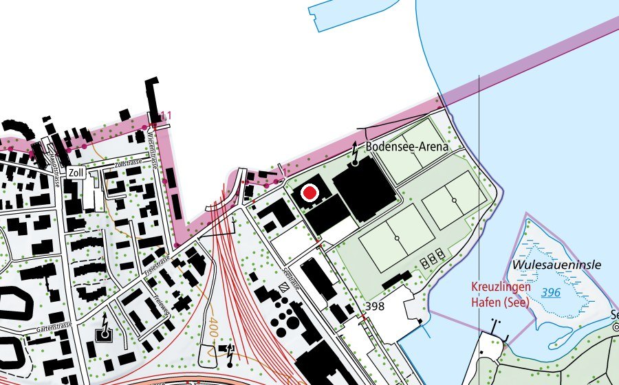 Carte indiquant l’emplacement de Tennishalle am See (Centre sportif)
