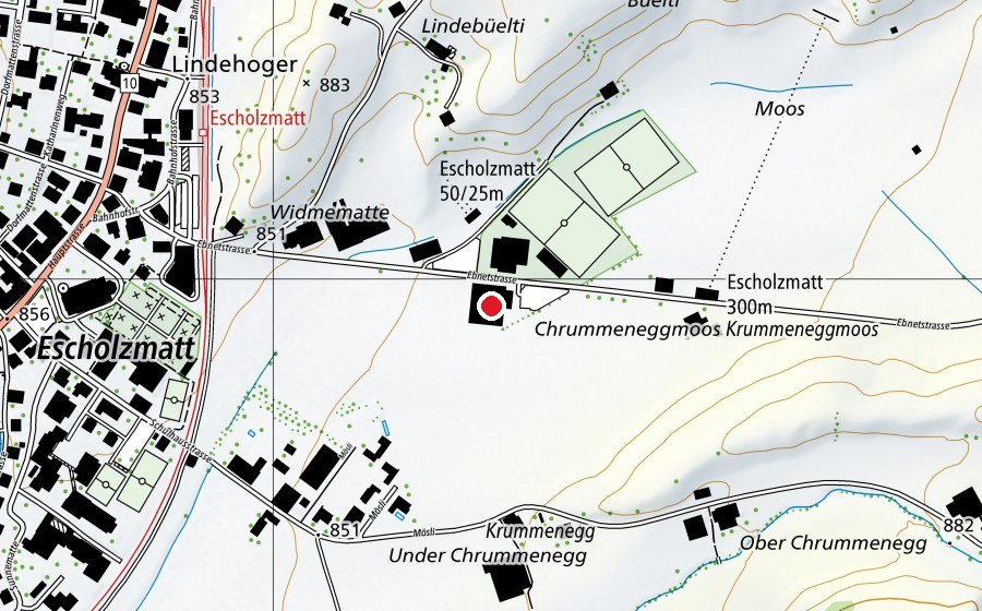 Map showing the location of Tennishalle (Sports centre)