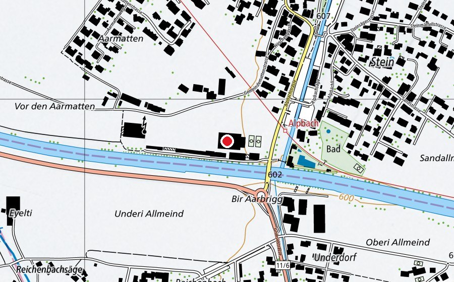 Mappa con la posizione di Tennishalle Meiringen (Centro sportivo)