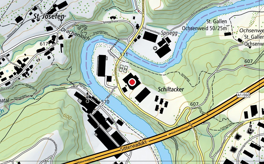 Carte indiquant l’emplacement de Tennishalle Schiltacker (Centre sportif)