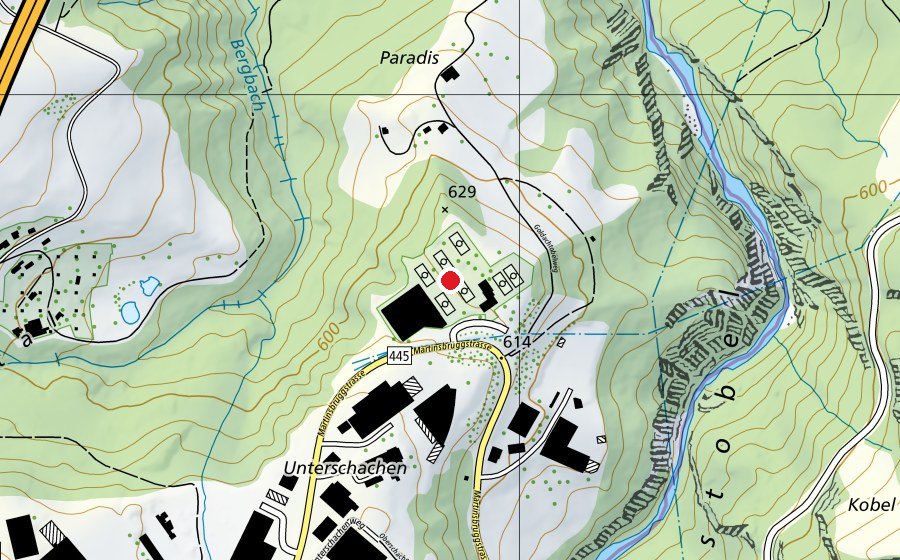 Map showing the location of Tennispark Falkensteig (Sports centre)