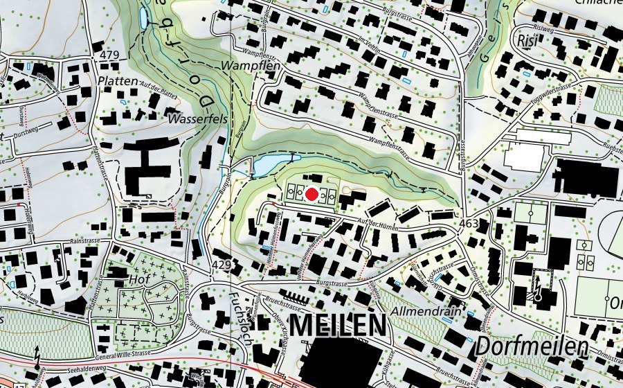 Mappa con la posizione di Tennisplatz Meilen (Centro sportivo)