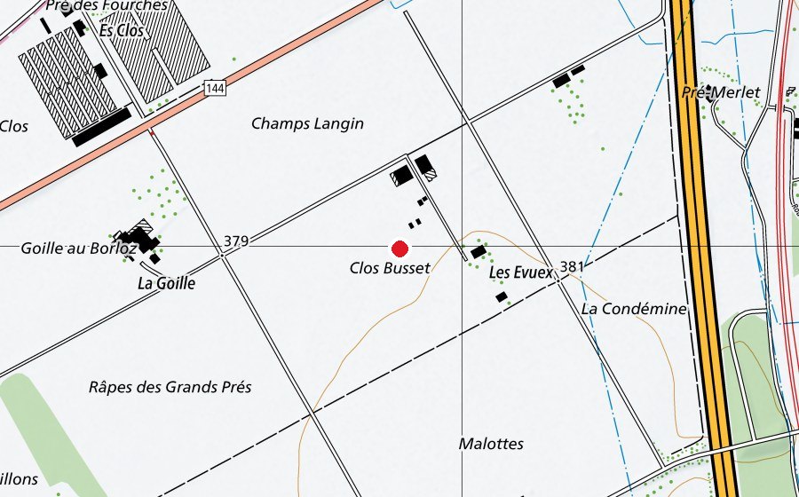 Mappa con la posizione di Terrain d'Aéro-Modélisme de Roche (Centro sportivo)