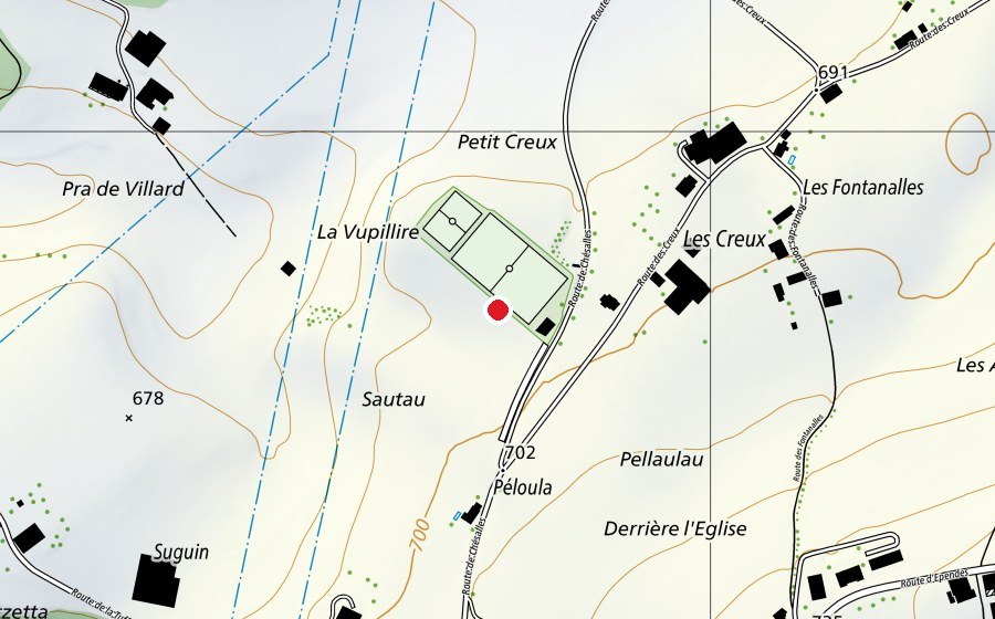 Mappa con la posizione di Terrain de foot Arconciel (Centro sportivo)