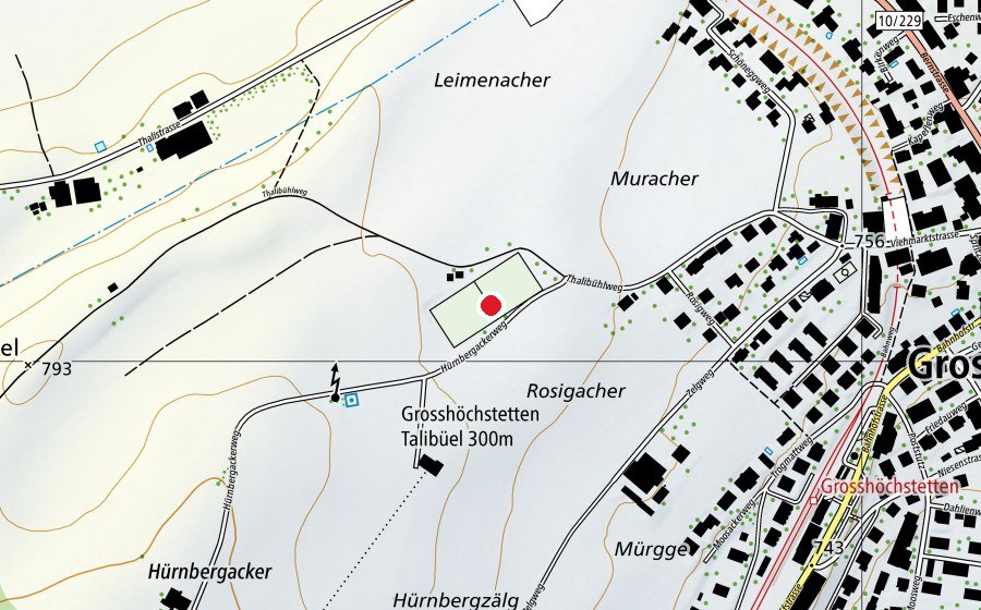Carte indiquant l’emplacement de Thalibühl (Centre sportif)