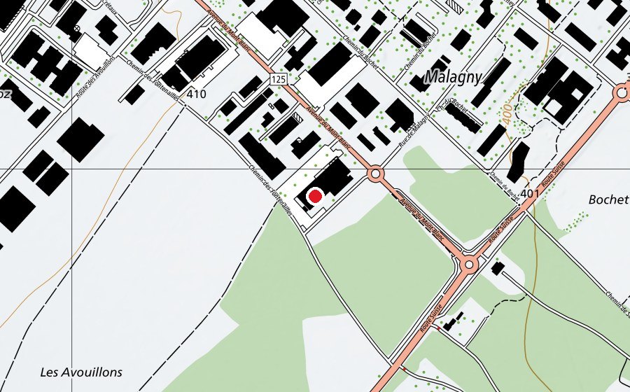 Carte indiquant l’emplacement de Totem Escalade Gland (Centre sportif)